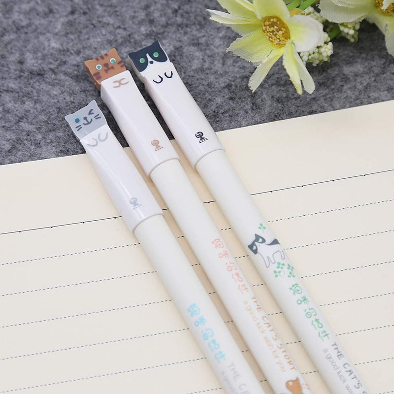GANSSIA 12Pcs Cats Pen 0.38mm Gel Ink Roller Pens Black Ink Cute Stationery Gifts - Image 3